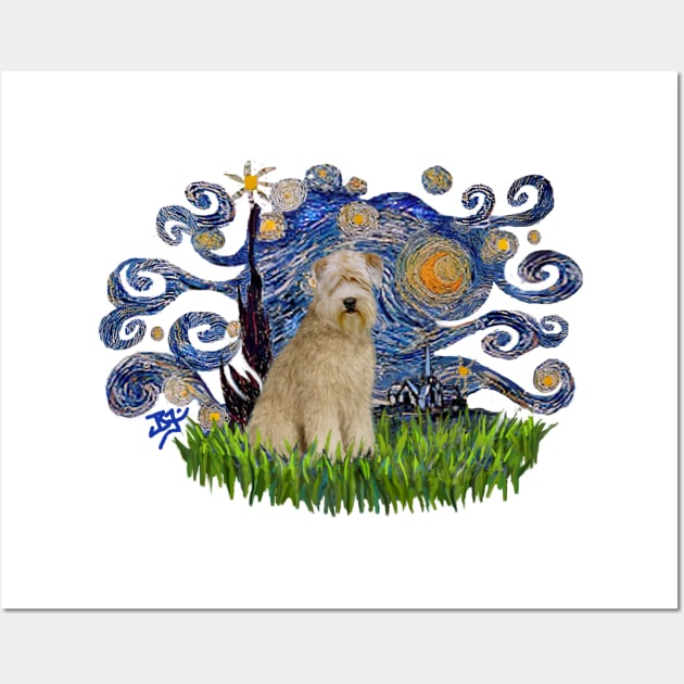 Wheaten Terrier in Adapted Starry Night Wall Art by Dogs Galore and More